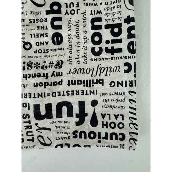 KATE SPADE Inspirational Words Black/White Canvas Tote Bag 14"x13" - Picture 10 of 12